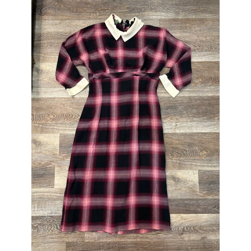 M Vintage Leo Danal Midi Plaid Dress
